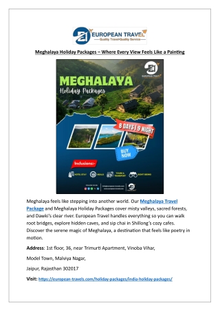 Escape to Meghalaya – Holiday Packages Made for Dreamers