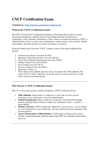 CNCF Certification Exam