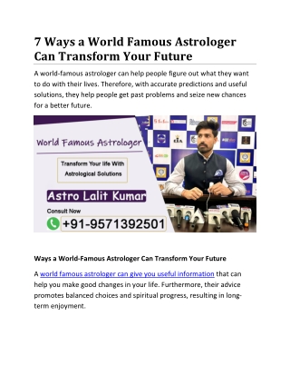7 Ways a World Famous Astrologer Can Transform Your Future