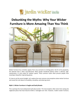 Debunking the Myths: Why Your Wicker Furniture is More Amazing Than You Think