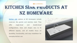 Kitchen Sink Products at NZ Homeware