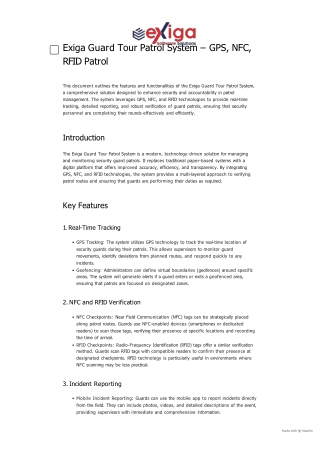 Exiga Guard Tour Patrol System – GPS, NFC, RFID Patrol (1)