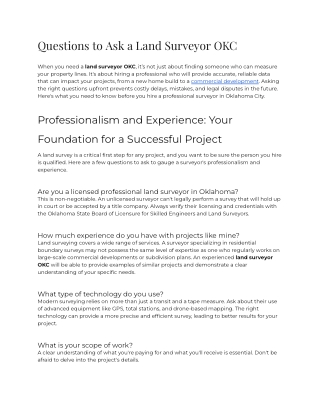 Questions to Ask a Land Surveyor OKC