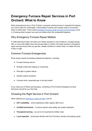 Emergency Furnace Repair Services in Port Orchard | 24/7 Heating Help