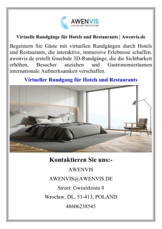 Virtuelle Rundgänge für Hotels und Restaurants Awenvis.de