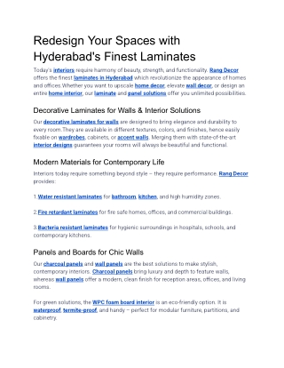 Redesign Your Spaces with Hyderabad's Finest Laminates