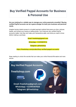 Buy Verified Paypal Accounts for Business & Personal Use