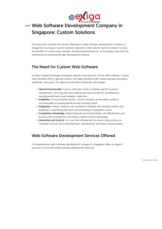 Web Software Development Company in Singapore_ Custom Solutions
