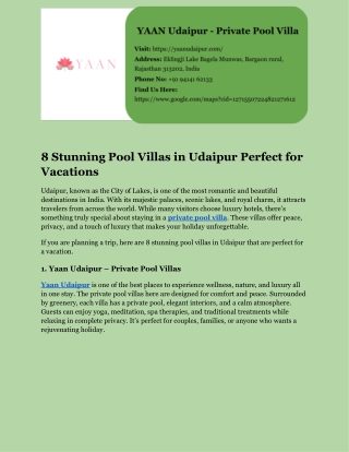 8 Stunning Pool Villas in Udaipur Perfect for Vacations