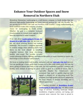 Enhance Your Outdoor Spaces and Snow Removal in Northern Utah