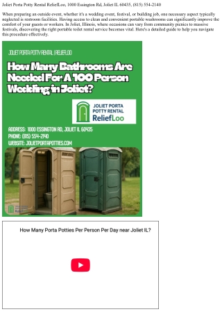 How to Discover the very best Portable Restroom Rental Near Joliet