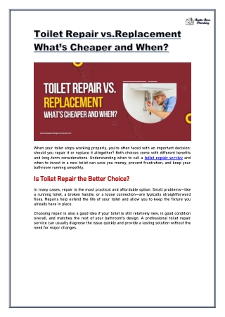 Toilet Repair vs. Replacement: What’s Cheaper and When?