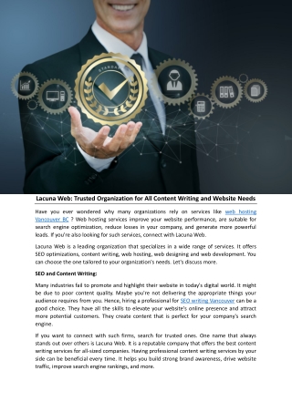 Lacuna Web Trusted Organization for All Content Writing and Website Needs