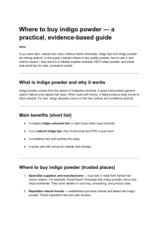 What indigo powder is — a clear, technical guide