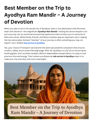 Best Member on the Trip to Ayodhya Ram Mandir – A Journey of Devotion