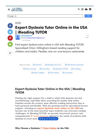 Expert Dyslexia Tutor Online in the USA | iReading TUTOR