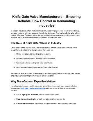 V-Tork Controls | Trusted Knife Gate Valve Manufacturers in India