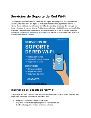 Soporte de Red Wi-Fi Profesional | Instalación y Mantenimiento