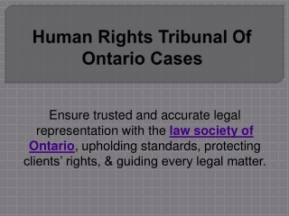 Human Rights Tribunal Of Ontario Cases