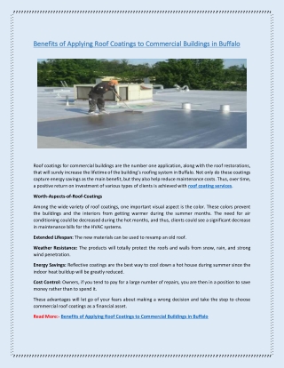Benefits of Applying Roof Coatings to Commercial Buildings in Buffalo