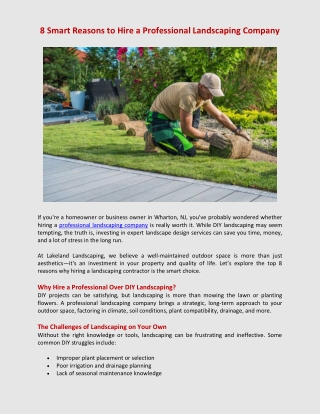 8 Smart Reasons to Hire a Professional Landscaping Company