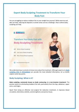 Expert Body Sculpting Treatment to Transform Your Body Fast