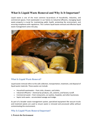 What Is Liquid Waste Removal and Why Is It Important