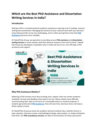 Best PhD Assistance and Dissertation Writing Services in India