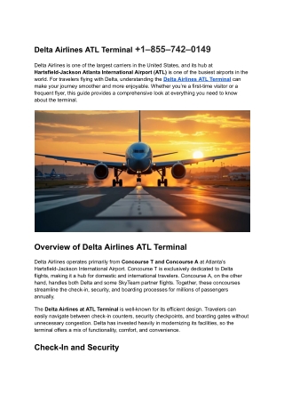 Delta Airlines ATL Terminal  1–855–742–0149