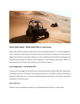 Desert Safari Dubai – Which Safari Ride is a must to go