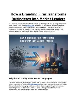 How a Branding Firm Transforms Businesses into Market Leaders