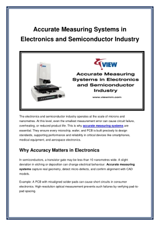 Accurate Measuring Systems in Electronics and Semiconductor Industry - View