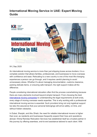 International Moving Service in UAE Expert Moving Guide