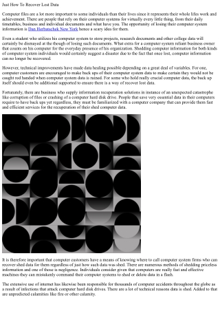 Exactly how to recover shed data