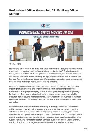 Professional Office Movers in UAE  For Easy Office Shifting