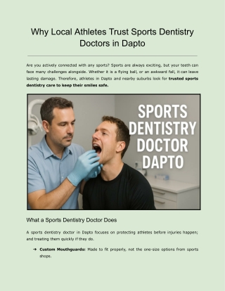 Why Local Athletes Trust Sports Dentistry Doctors in Dapto