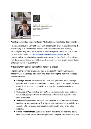 Avoiding ServiceNow Implementation Pitfalls Lessons from Failed Deployments.docx
