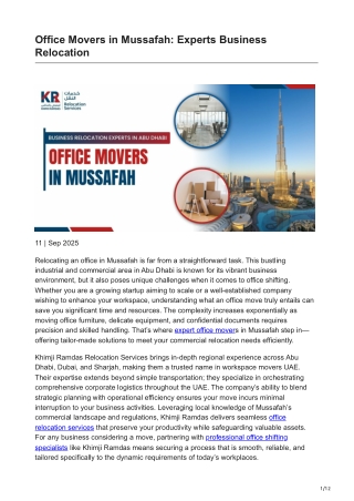 Office Movers in Mussafah Experts Business Relocation