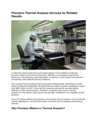 Precision Thermal Analysis Services for Reliable Results