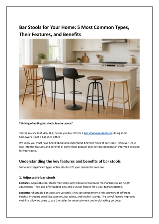 Bar stools for your home: 5 most common types, their features and benefits