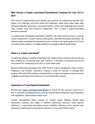 Why ChooWhy Choosese a Crypto Launchpad Development Company for Your ICO or IDO_
