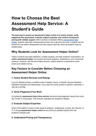 How to Choose the Best Assessment Help Service_ A Student’s Guide