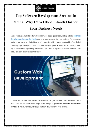 Top Software Development Services in Noida | Caps Global - Your Trusted Tech Par