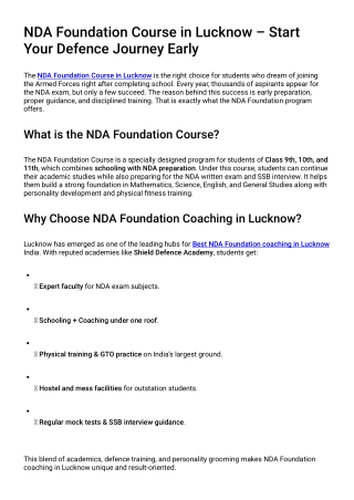 NDA Foundation Course in Lucknow – Start Your Defence Journey Early