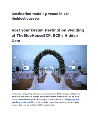 Destination wedding venue in ecr