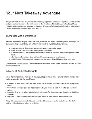 Your Next Takeaway Adventure