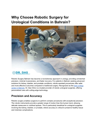 Experience Precision Urology with Robotic Surgery in Bahrain