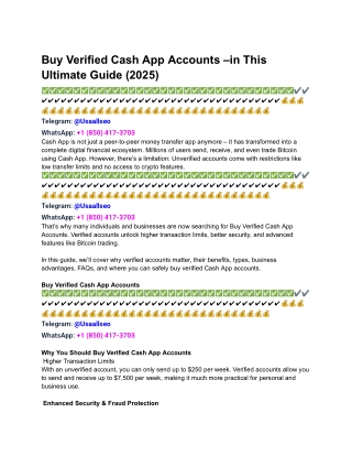 Buy Verified Cash App Accounts –in This Ultimate Guide (2025)