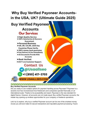 Why Buy Verified Payoneer Accounts- in the USA, UK