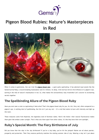The Pigeon Blood Rubies Nature’s Masterpieces in Red